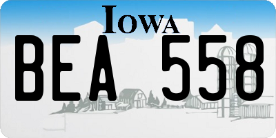 IA license plate BEA558