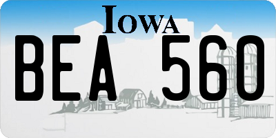 IA license plate BEA560
