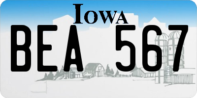IA license plate BEA567