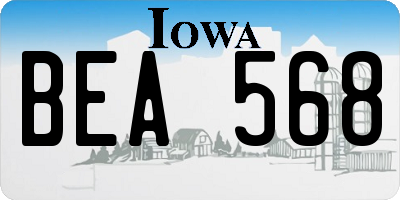IA license plate BEA568