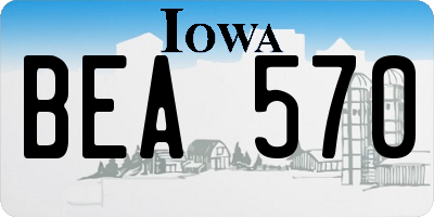 IA license plate BEA570