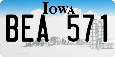 IA license plate BEA571