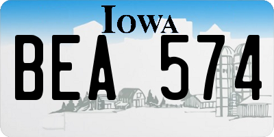 IA license plate BEA574