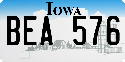 IA license plate BEA576