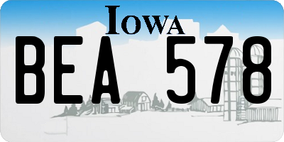 IA license plate BEA578