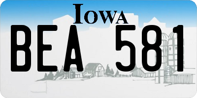 IA license plate BEA581