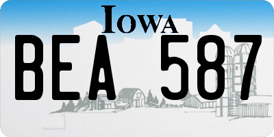 IA license plate BEA587