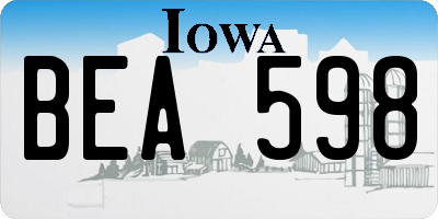 IA license plate BEA598