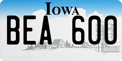 IA license plate BEA600