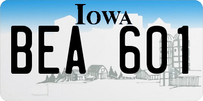 IA license plate BEA601