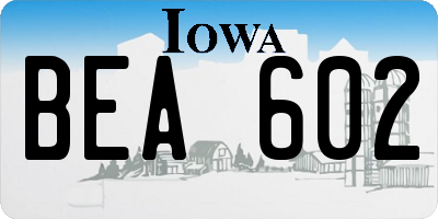 IA license plate BEA602