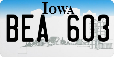 IA license plate BEA603