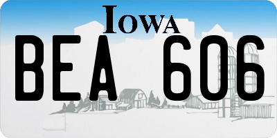 IA license plate BEA606