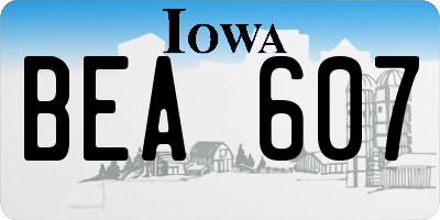 IA license plate BEA607