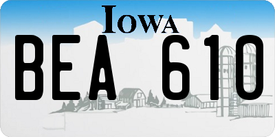 IA license plate BEA610