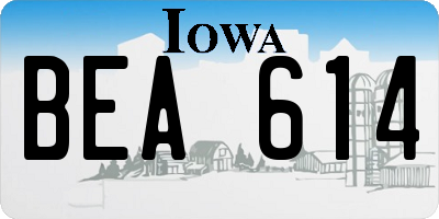 IA license plate BEA614