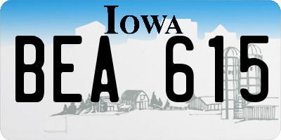IA license plate BEA615