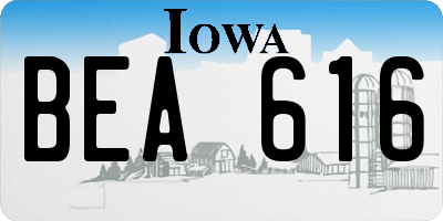 IA license plate BEA616