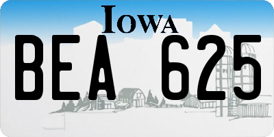 IA license plate BEA625