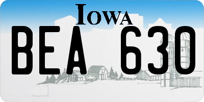 IA license plate BEA630