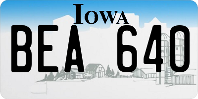 IA license plate BEA640