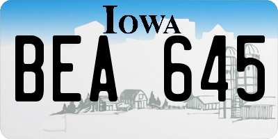 IA license plate BEA645