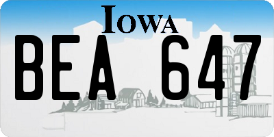 IA license plate BEA647