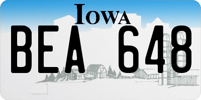 IA license plate BEA648