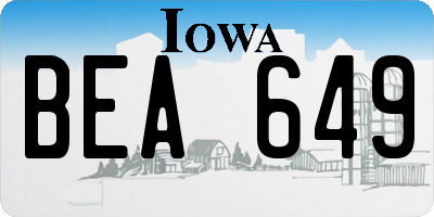 IA license plate BEA649