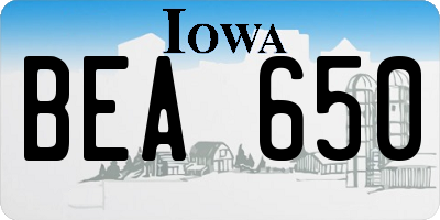 IA license plate BEA650