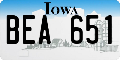 IA license plate BEA651