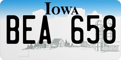 IA license plate BEA658
