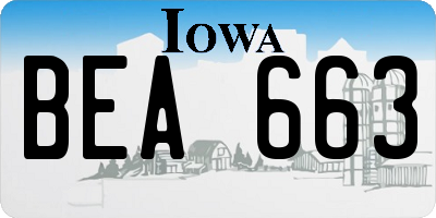 IA license plate BEA663