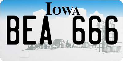 IA license plate BEA666