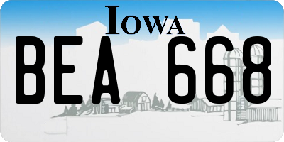 IA license plate BEA668