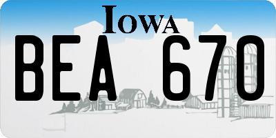 IA license plate BEA670