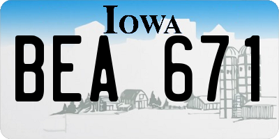 IA license plate BEA671