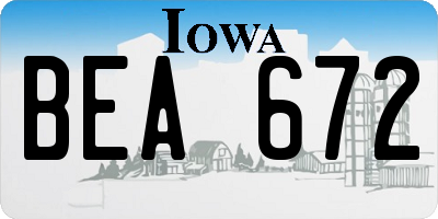 IA license plate BEA672