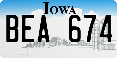 IA license plate BEA674
