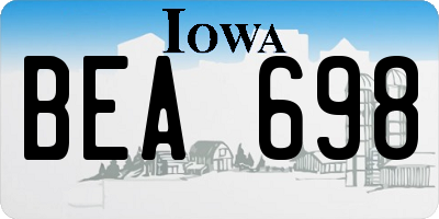 IA license plate BEA698