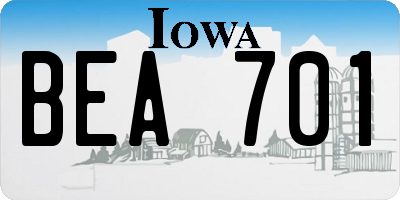 IA license plate BEA701