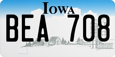 IA license plate BEA708