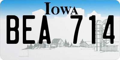 IA license plate BEA714