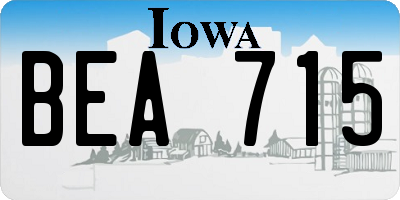 IA license plate BEA715