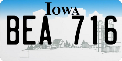 IA license plate BEA716