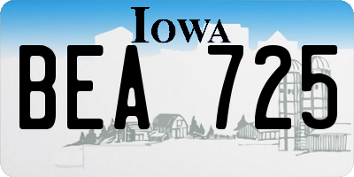 IA license plate BEA725
