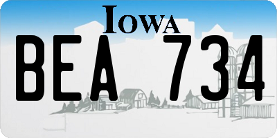 IA license plate BEA734