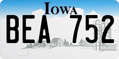 IA license plate BEA752