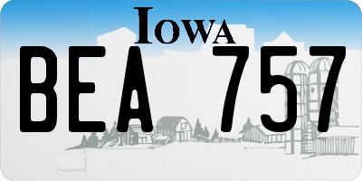IA license plate BEA757