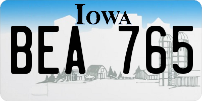 IA license plate BEA765